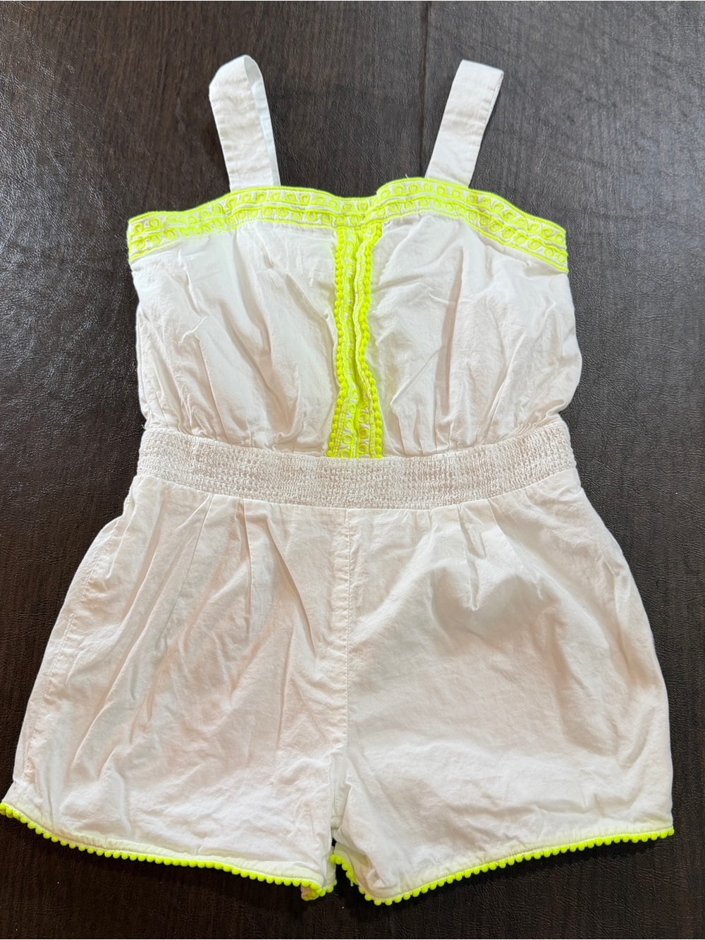 Janie & Jack White Romper with Neon Trim - Sz 5